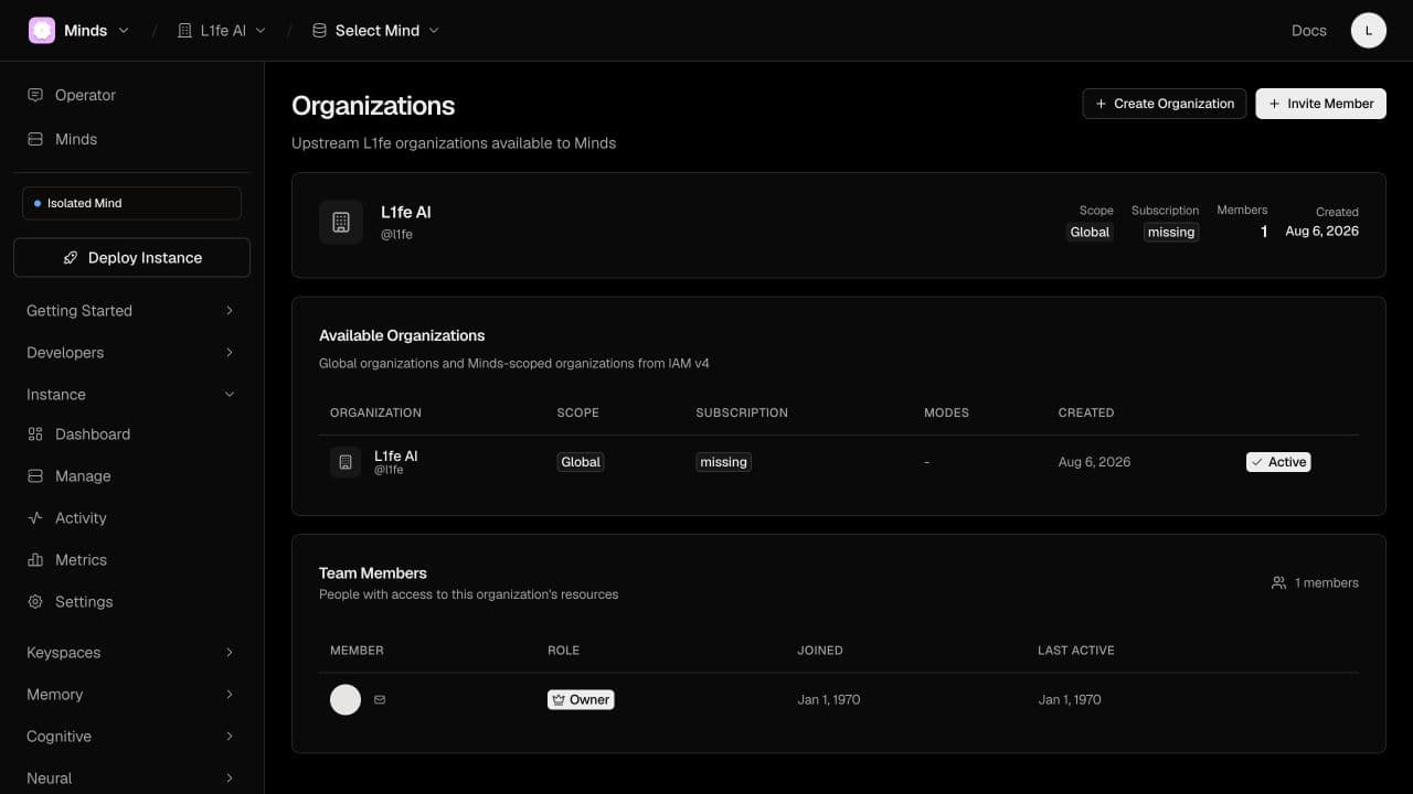 The organization page after the lookup fix